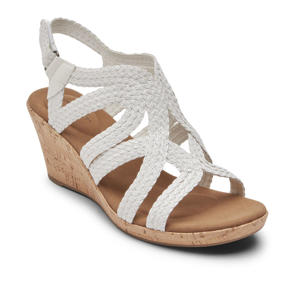 Rockport Sandaler Dame Hvite - Briah Braided - SLKQ85470